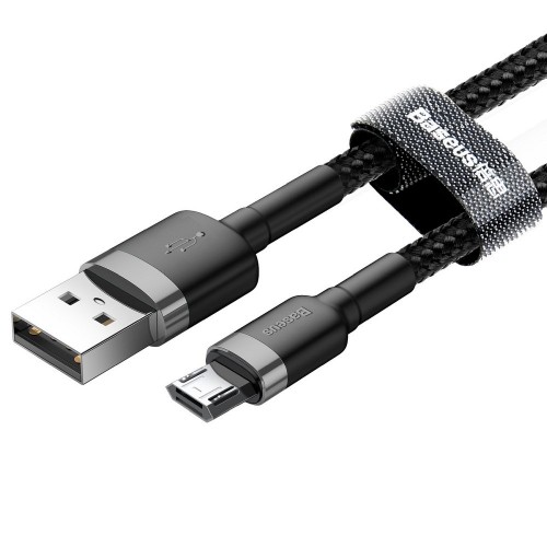 Baseus Καλώδιο Braided USB 2.0 σε Micro USB QC 3.0 Black / Grey 1m (CAMKLF-BG1)