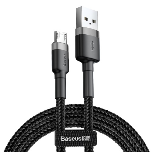 Baseus Καλώδιο Braided USB σε Micro USB QC 3.0 - Black / Grey 0,5m (CAMKLF-AG1)