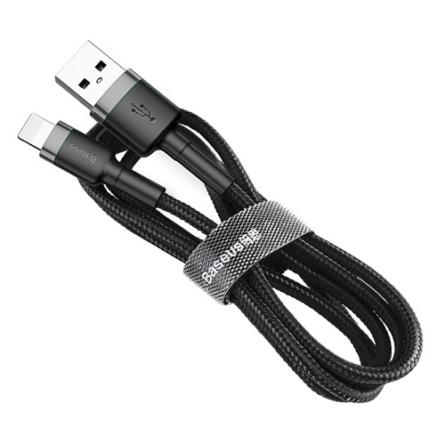 Καλώδιο φόρτισης/δεδομένων Baseus Cafule Braided USB σε Lightning QC3.0 2.4A 0.5m - Black / Grey (CALKLF-AG1)