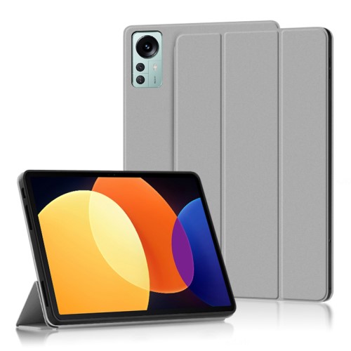 Smart Flip Cover 3-Fold Θήκη με Πλάτη Σιλικόνης Xiaomi Pad 5 Pro 12.4 (2022) - Grey