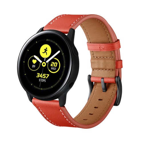 Λουράκι Leather Γνήσιο Δέρμα Samsung Galaxy Watch 4 /Galaxy Watch Active1 / Active2 (20mm) - Red