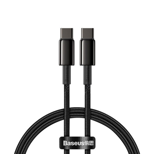 Baseus Καλώδιο USB Type C se USB Type C Fast Charge P.D. 100W 5A (1m) - Black CATWJ-01