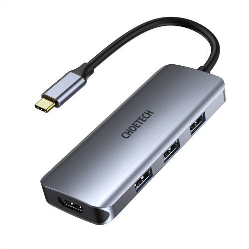 Choetech 7 in 1 USB Type C HUB  3x USB 3.2 Gen 1 / SD and TF Card Reader / HDMI 4K 30Hz / USB Type C - Grey HUB-M19