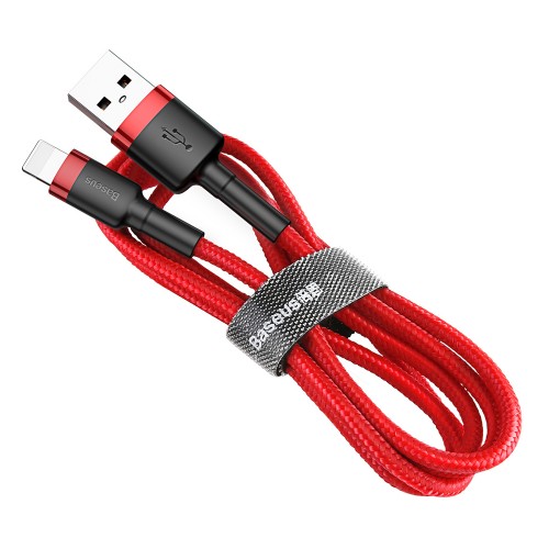 Baseus Καλώδιο Braided USB σε Lightning QC3.0 / 2.4A 1m - Red CALKLF-B09