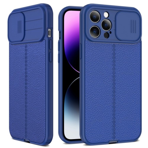 Camshield Carbon Leather Back Cover iPhone 14 Pro Max - Blue