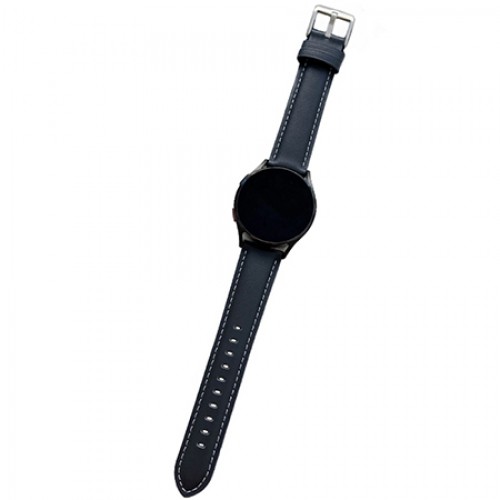 Λουράκι Leather Λευκή Ραφή Samsung Galaxy Watch 4 / Active 2 / Amazfit Bip (20mm) - Dark Blue