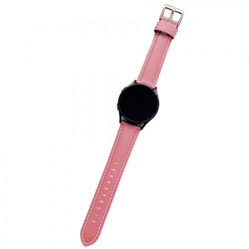 Λουράκι Leather Λευκή Ραφή Samsung Galaxy Watch 4 / Active 2 / Amazfit Bip (20mm) - Dark Pink