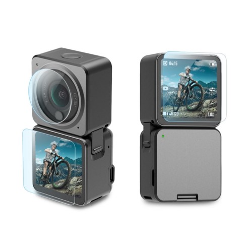 PULUZ 3 in 1 Tempered Glass Lens + Front and Back LCD Display για DJI Action 2