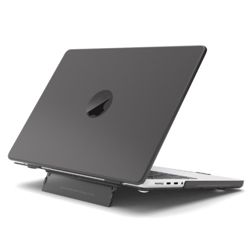 Frosted shield Θήκη με Στήριγμα για Macbook Pro 13 (A2289/A2251/A2338) - Transparent Black ΟΕΜ